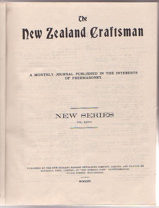 Image for The New Zealand Craftsman: A Monthly Journal Published in the Interests of Freemasonry. 1931.