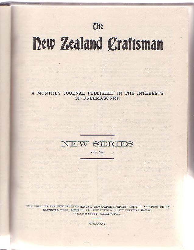 Image for The New Zealand Craftsman: A Monthly Journal Published in the Interests of Freemasonry. 1936.