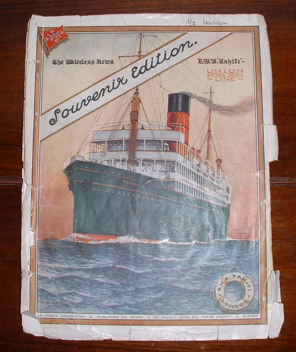 Image for The Wireless News. Souvenir Edition. R.M.S. Tahiti. Union Royal Mail Line