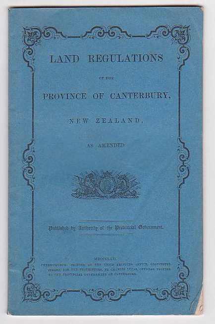 Image for Land Regulations of the Province of Canterbury, New Zealand, as Amended.