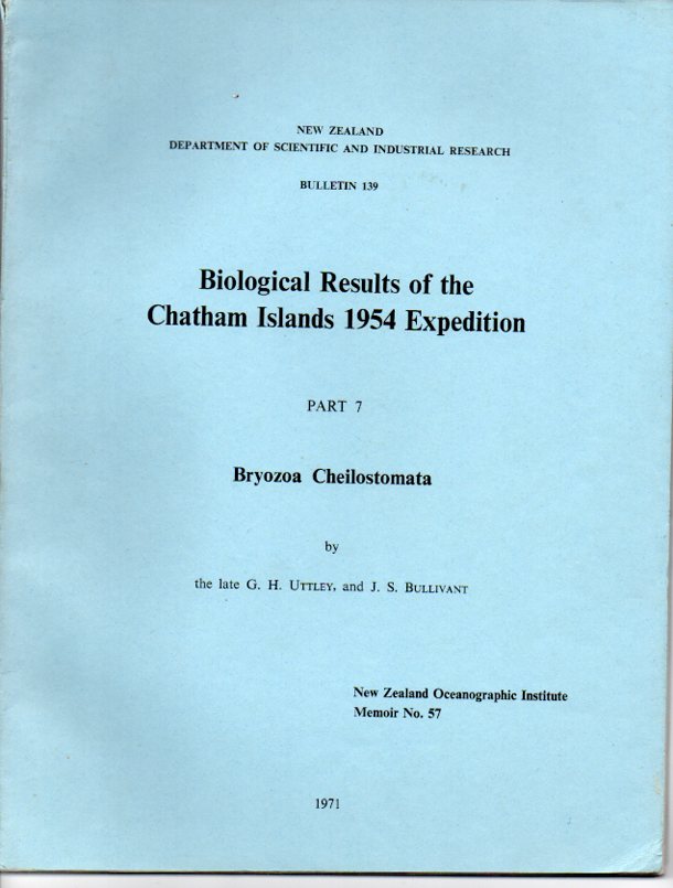 Image for Biological Results of the Chatham Islands 1954 Expedition Part 7: Bryozoa Cheilostomata