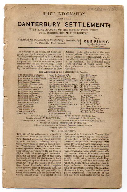Image for Brief Information about the Canterbury Settlement, with some account of the sources from which full information may be derived.