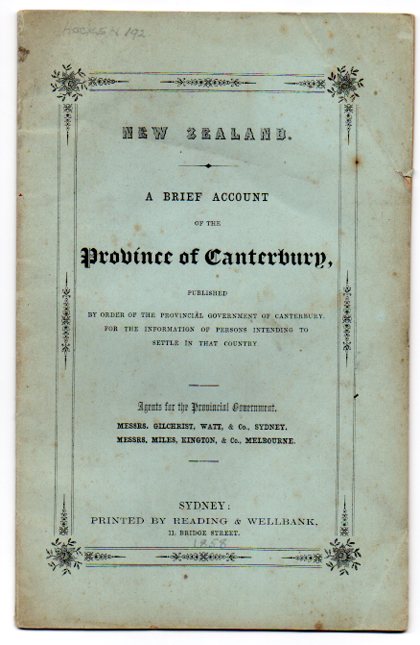 Image for New Zealand. A Brief Account of the Province of Canterbury, published by order of the Provincial Government of Canterbury. For the Information of Persons intending to Settle in that Country