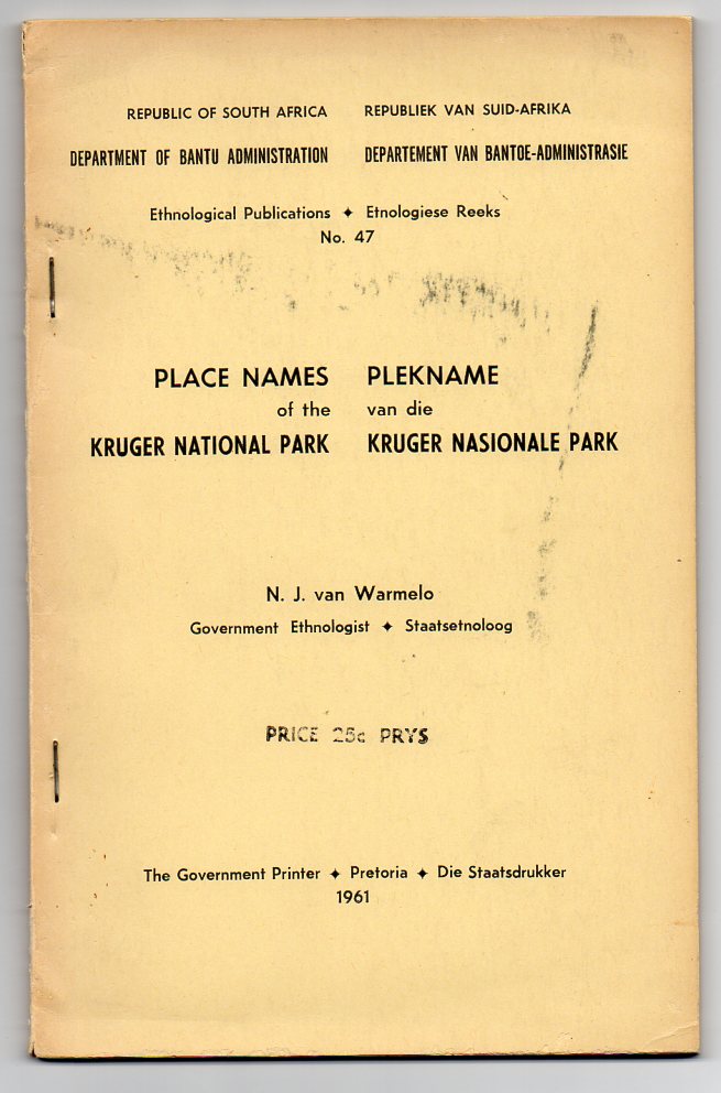 Image for Place Names of the Kruger National Park