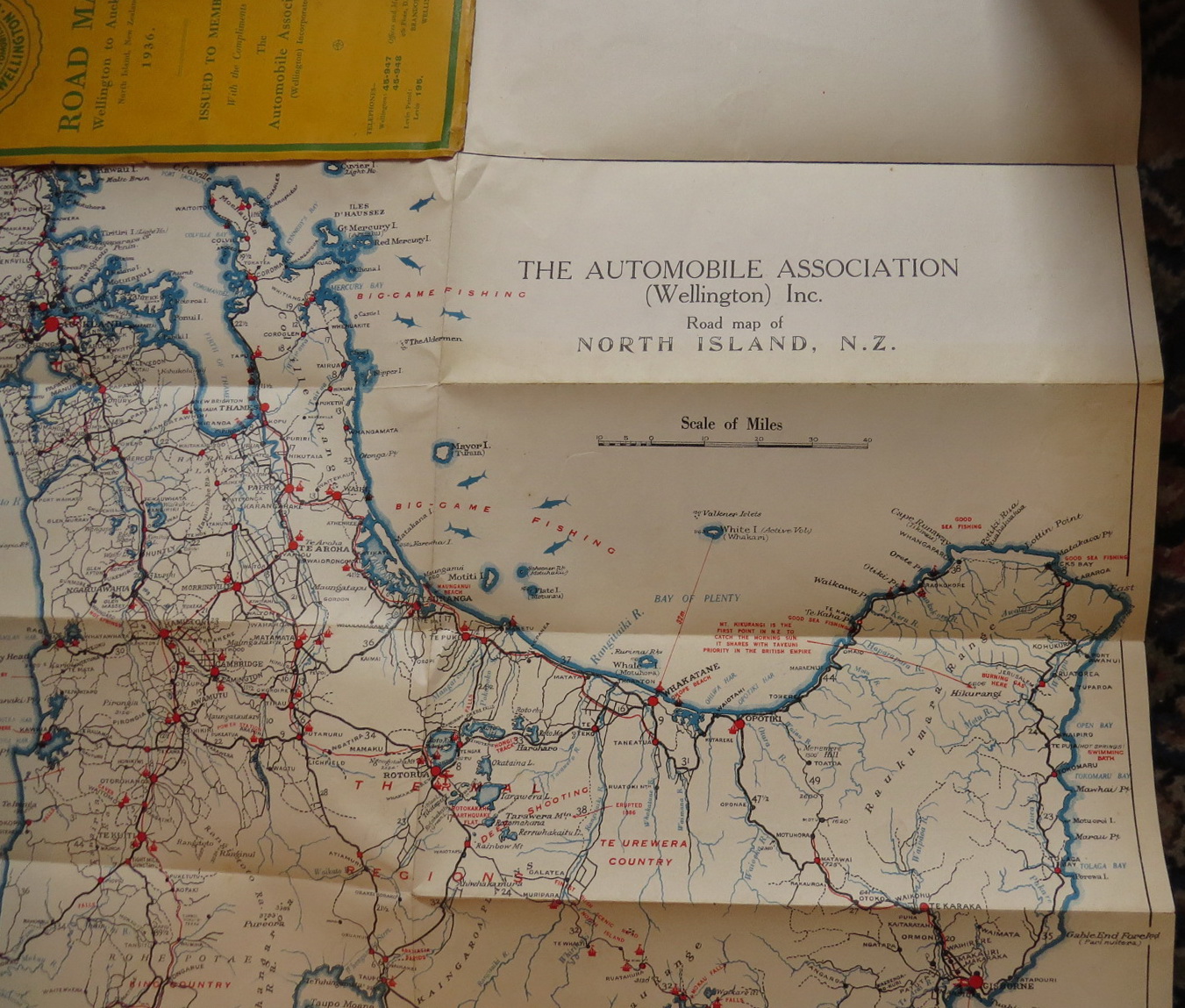 Image for Road Map - Wellington to Auckland - North Island, New Zealand. 1936.
