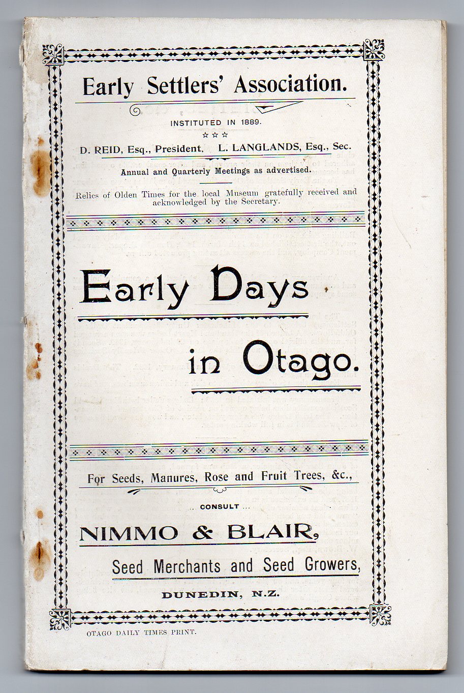 Image for Early Days in Otago