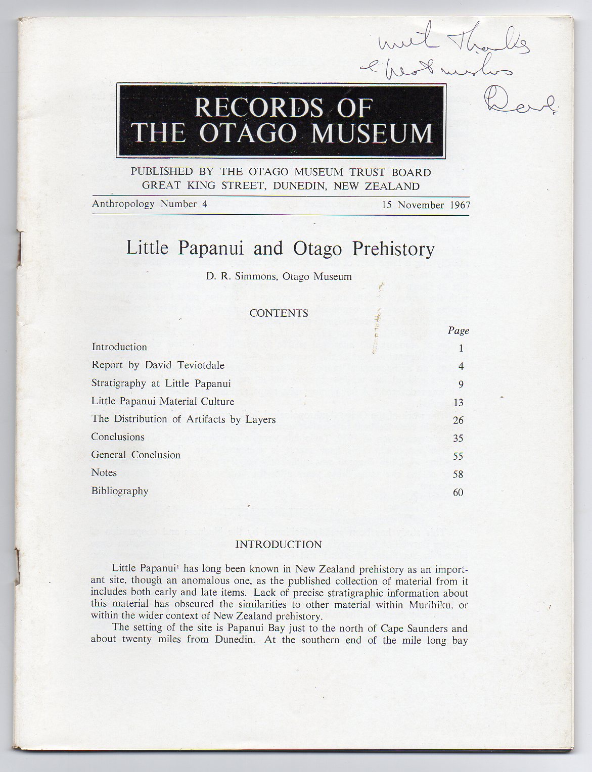Image for Little Papanui and Otago Prehistory. Records of the Otago Museum - Anthropology - Number 4