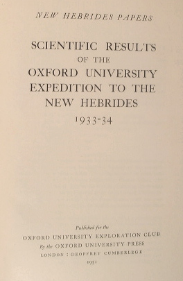 Image for New Hebrides Papers: Scientific Results of the Oxford University Expedition to the New Hebrides 1933-34