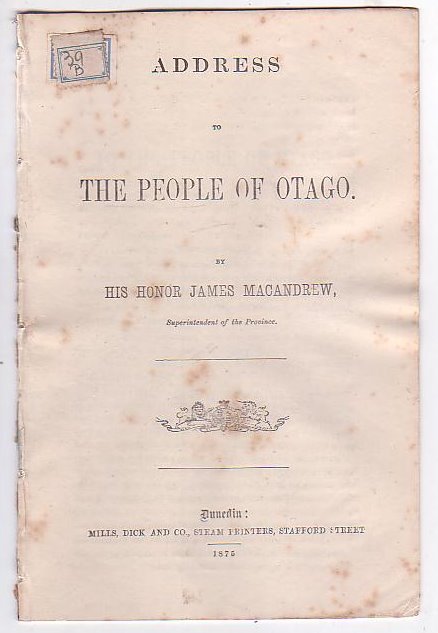 Image for Address to the People of Otago