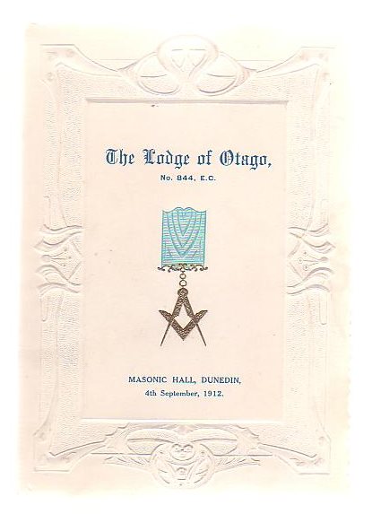 Image for The Lodge Of Otago, No. 844, E. C. Installation Of Bro. Robertson McIndoe As Worshipful Master And Investiture Of Officers.