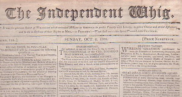 Image for The Independent Whig (Numb. 144, Sunday, Oct 2, 1808)