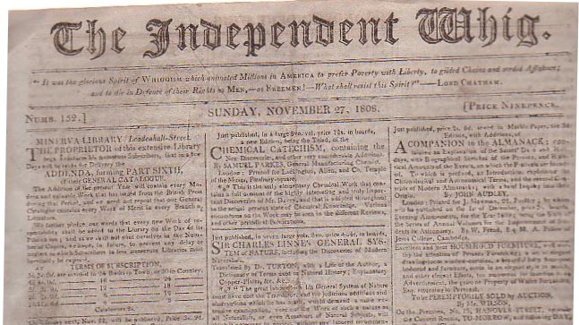 Image for The Independent Whig (Numb. 152, Sunday, November 27, 1808)