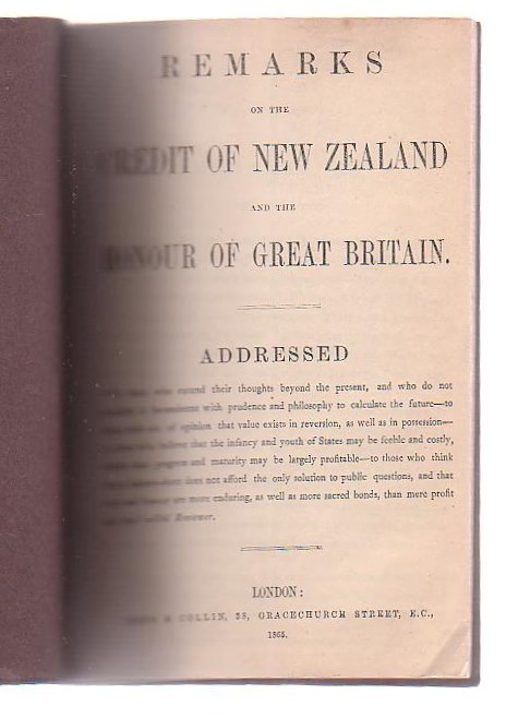 Image for Remarks On The Credit Of New Zealand And The Honour Of Great Britain
