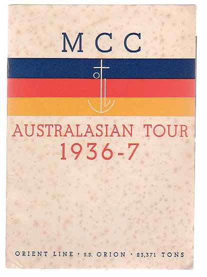 Image for MCC Australasian Tour 1936-7